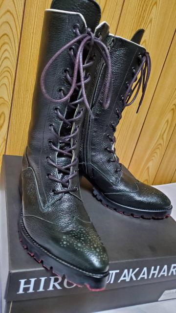 正規未 ハイド ロエン ヒロムタカハラ ディア レースアップ ロングレザーブーツ 黒 赤 40/ 7cmヒール ライダース 付属有 < ブランド 正規未 ハイド ロエン ヒロムタカハラ ディア レースアップ ロングレザーブーツ 黒 赤 40/ 7cmヒール ライダース 付属有 < ブランドの