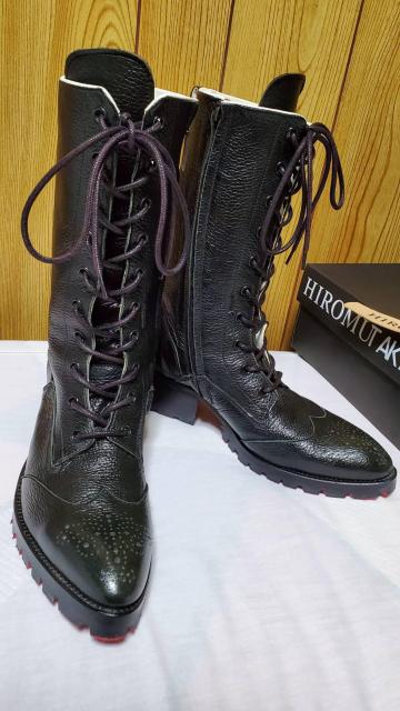 正規未 ハイド ロエン ヒロムタカハラ ディア レースアップ ロングレザーブーツ 黒 赤 40/ 7cmヒール ライダース 付属有 < ブランド 正規未 ハイド ロエン ヒロムタカハラ ディア レースアップ ロングレザーブーツ 黒 赤 40/ 7cmヒール ライダース 付属有 < ブランドの