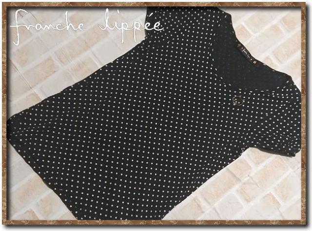 フランシュリッペ 刺繍入り水玉カットソー 黒 < ブランド  フランシュリッペ 刺繍入り水玉カットソー 黒  < ブランドの