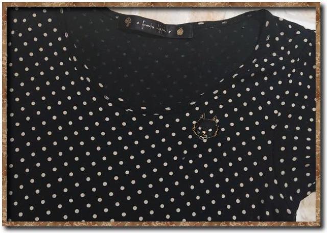 フランシュリッペ 刺繍入り水玉カットソー 黒 < ブランド  フランシュリッペ 刺繍入り水玉カットソー 黒 < ブランドの