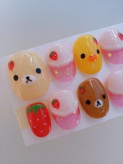 売り切りsale☆ジェルネイル.くまフェイス.イチゴクリームソーダ.ショート < 香水/コスメ/ネイル  売り切りsale☆ジェルネイル.くまフェイス.イチゴクリームソーダ.ショート < 香水/コスメ/ネイルの