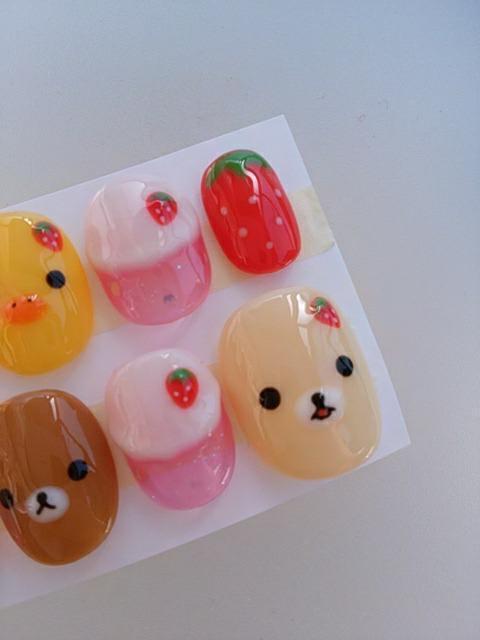 売り切りsale☆ジェルネイル.くまフェイス.イチゴクリームソーダ.ショート < 香水/コスメ/ネイル  売り切りsale☆ジェルネイル.くまフェイス.イチゴクリームソーダ.ショート < 香水/コスメ/ネイルの