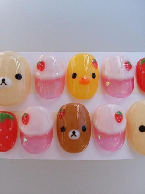 売り切りsale☆ジェルネイル.くまフェイス.イチゴクリームソーダ.ショート < 香水/コスメ/ネイル  売り切りsale☆ジェルネイル.くまフェイス.イチゴクリームソーダ.ショート < 香水/コスメ/ネイルの