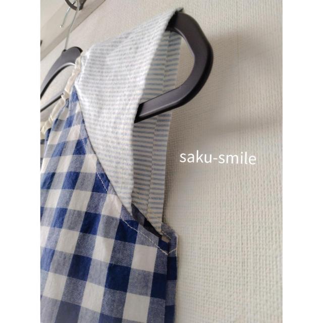 saku-smile スモック 100~110size 袖なし ブルー系 < キッズ/ベビー  saku-smile スモック 100~110size 袖なし ブルー系 < キッズ/ベビーの