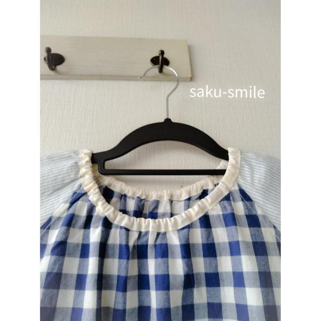 saku-smile スモック 100~110size 袖なし ブルー系 < キッズ/ベビー  saku-smile スモック 100~110size 袖なし ブルー系 < キッズ/ベビーの