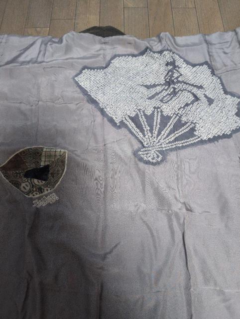 USED、リメイク用、メンズ長襦袢、袷、一部絞り柄 < 男性ファッション  USED、リメイク用、メンズ長襦袢、袷、一部絞り柄 < 男性ファッションの