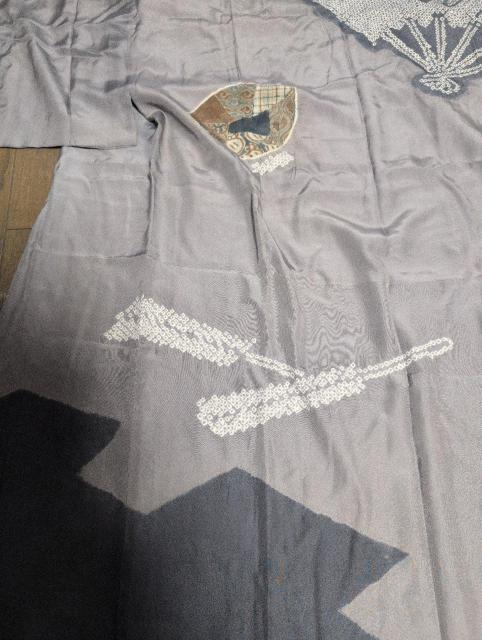 USED、リメイク用、メンズ長襦袢、袷、一部絞り柄 < 男性ファッション  USED、リメイク用、メンズ長襦袢、袷、一部絞り柄 < 男性ファッションの