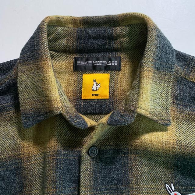 FR2 オンブレチェック フランネルネルシャツ ロゴ刺繍 厚手 ネルシャツ Lサイズ チェック < 男性ファッション FR2 オンブレチェック フランネルネルシャツ ロゴ刺繍 厚手 ネルシャツ Lサイズ チェック < 男性ファッションの