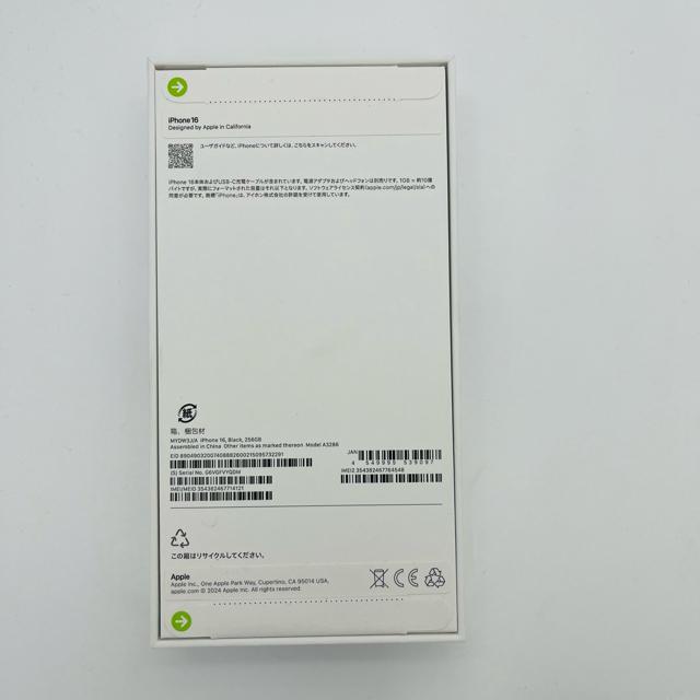 ���J�� iPhone 16 256 GB SIM�t���[ �u���b�N �{�� �� �Ɠd/AV�� 
