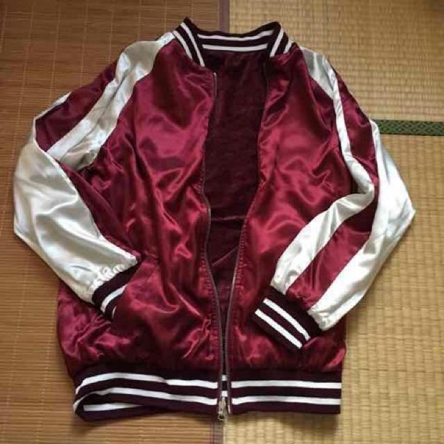 WEGO・トラ刺繍リバーシブルベロアスカジャン。ワインレッド < ブランド WEGO・トラ刺繍リバーシブルベロアスカジャン。ワインレッド < ブランドの