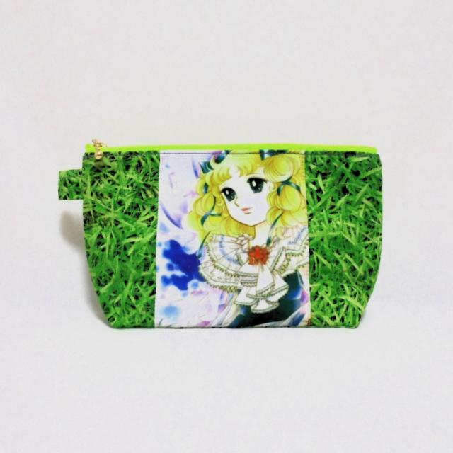 ◆キャンディキャンディ◆×レースドレス×芝生グリーン◆両面同柄◆ファスナーポーチ < 女性ファッション  ◆キャンディキャンディ◆×レースドレス×芝生グリーン◆両面同柄◆ファスナーポーチ  < 女性ファッションの