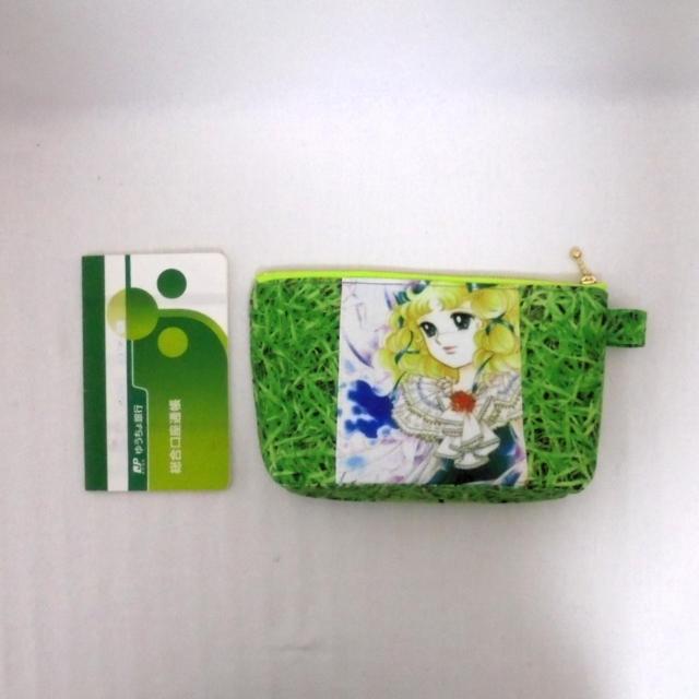 ◆キャンディキャンディ◆×レースドレス×芝生グリーン◆両面同柄◆ファスナーポーチ < 女性ファッション  ◆キャンディキャンディ◆×レースドレス×芝生グリーン◆両面同柄◆ファスナーポーチ < 女性ファッションの