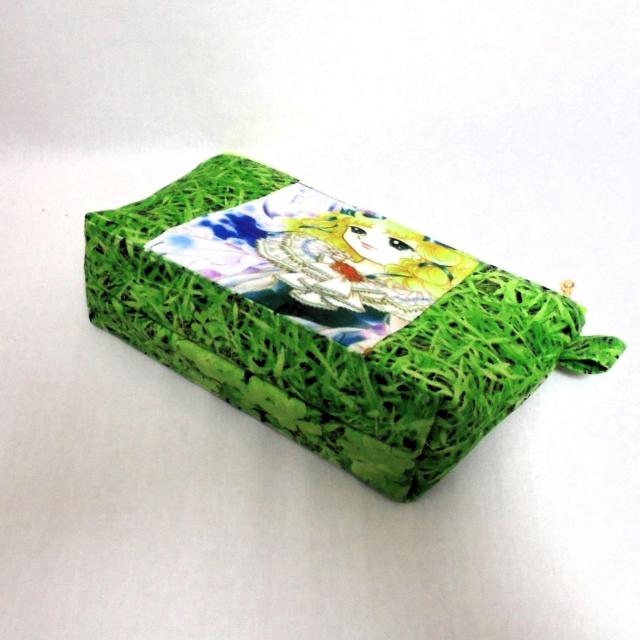 ◆キャンディキャンディ◆×レースドレス×芝生グリーン◆両面同柄◆ファスナーポーチ < 女性ファッション  ◆キャンディキャンディ◆×レースドレス×芝生グリーン◆両面同柄◆ファスナーポーチ < 女性ファッションの