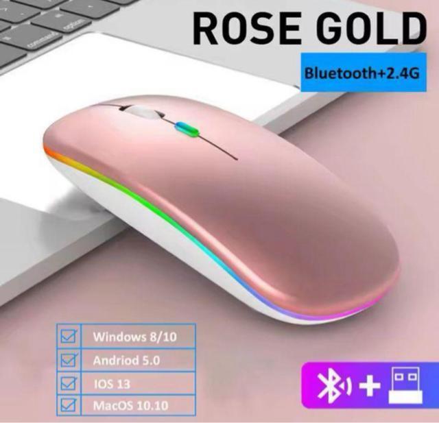 ワイヤレスマウス Bluetooth+2.4G無線 2-WAY 充電式マウス ローズゴールド < PC本体/周辺機器 ワイヤレスマウス Bluetooth+2.4G無線 2-WAY 充電式マウス ローズゴールド < PC本体/周辺機器の