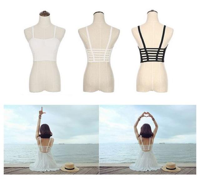 背中見せ セクシー ショート丈キャミソール ホワイト★新品 < 女性ファッション  背中見せ セクシー ショート丈キャミソール ホワイト★新品 < 女性ファッションの