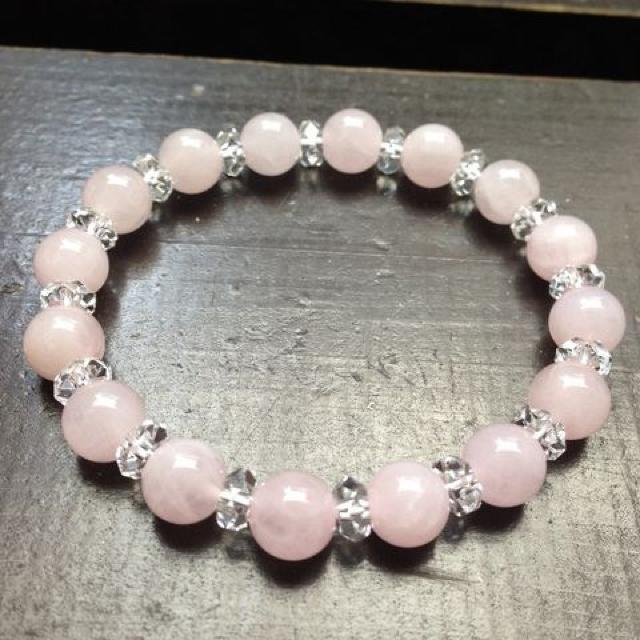 ローズクォーツxカット水晶ブレスレット < 女性アクセサリー/時計 ローズクォーツxカット水晶ブレスレット < 女性アクセサリー/時計の