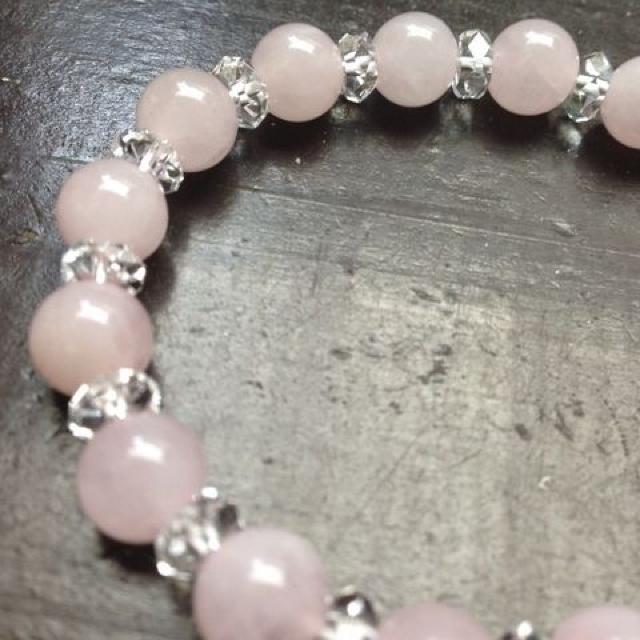 ローズクォーツxカット水晶ブレスレット < 女性アクセサリー/時計 ローズクォーツxカット水晶ブレスレット < 女性アクセサリー/時計の
