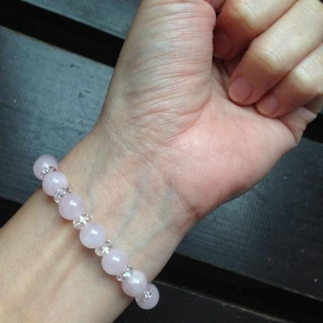 ローズクォーツxカット水晶ブレスレット < 女性アクセサリー/時計 ローズクォーツxカット水晶ブレスレット < 女性アクセサリー/時計の