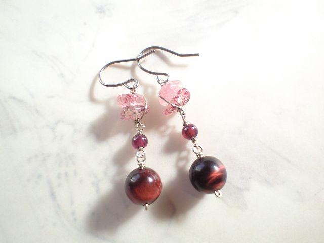 *レッドタイガーアイのピアス*SF 15001 < 女性アクセサリー/時計 *レッドタイガーアイのピアス*SF 15001 < 女性アクセサリー/時計の