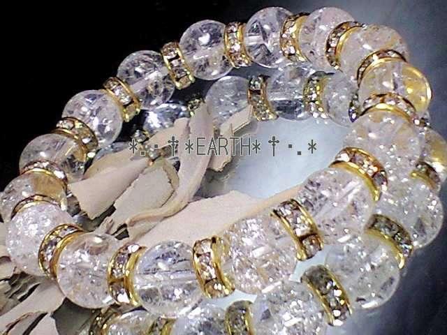 天然石★10ミリ爆裂クラック水晶金色ロンデルAAA数珠 < 女性アクセサリー/時計 天然石★10ミリ爆裂クラック水晶金色ロンデルAAA数珠 < 女性アクセサリー/時計の