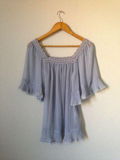 ディグレース◆ グレー シースルー ドルマン かぎ編み ブラウス < ブランド ディグレース◆ グレー シースルー ドルマン かぎ編み ブラウス < ブランドの