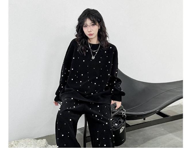 トレーナー パール付き プルオーバー ブラック 大きいサイズ < 女性ファッション トレーナー パール付き プルオーバー ブラック 大きいサイズ < 女性ファッションの