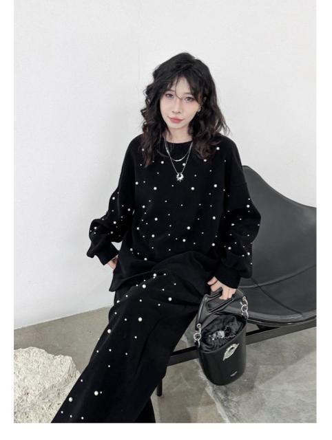 トレーナー パール付き プルオーバー ブラック 大きいサイズ < 女性ファッション トレーナー パール付き プルオーバー ブラック 大きいサイズ < 女性ファッションの