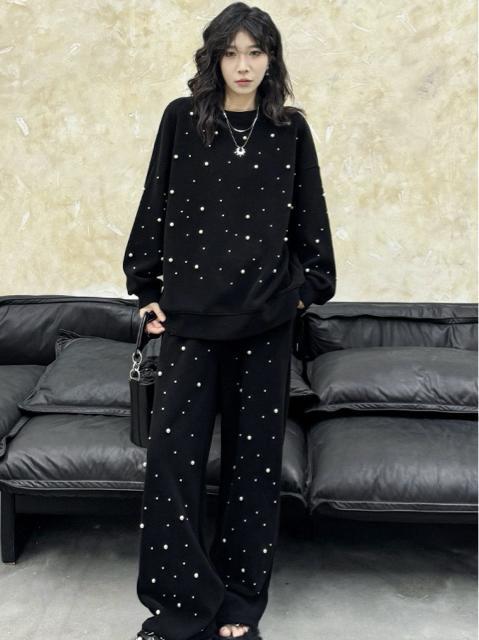 トレーナー パール付き プルオーバー ブラック 大きいサイズ < 女性ファッション トレーナー パール付き プルオーバー ブラック 大きいサイズ < 女性ファッションの