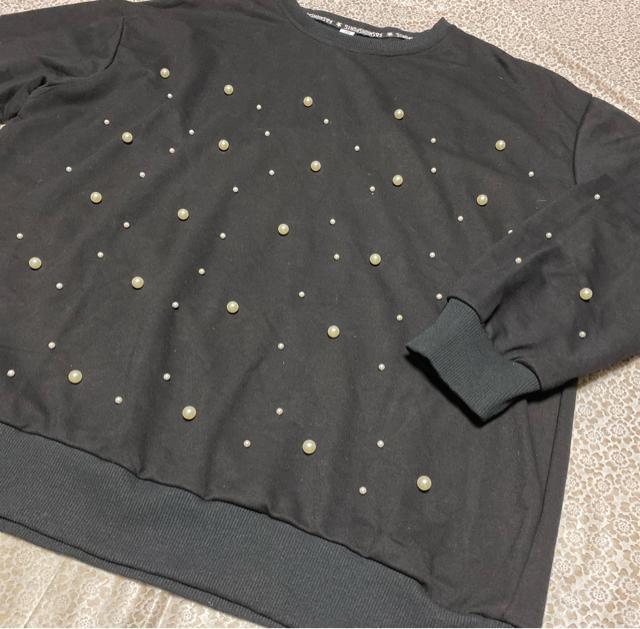 トレーナー パール付き プルオーバー ブラック 大きいサイズ < 女性ファッション トレーナー パール付き プルオーバー ブラック 大きいサイズ < 女性ファッションの