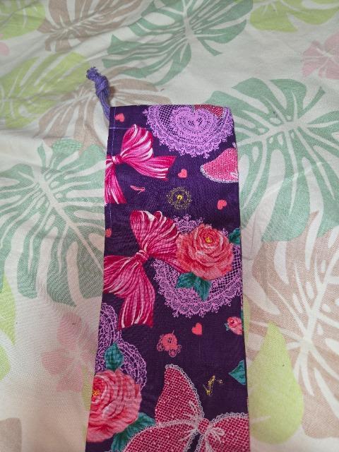 ★紫×薔薇リボンハートレースラメ入シンデレラ柄リコーダー入れ巾着袋 < キッズ/ベビー  ★紫×薔薇リボンハートレースラメ入シンデレラ柄リコーダー入れ巾着袋 < キッズ/ベビーの