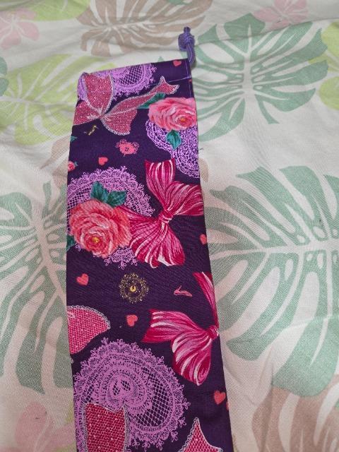 ★紫×薔薇リボンハートレースラメ入シンデレラ柄リコーダー入れ巾着袋 < キッズ/ベビー  ★紫×薔薇リボンハートレースラメ入シンデレラ柄リコーダー入れ巾着袋 < キッズ/ベビーの