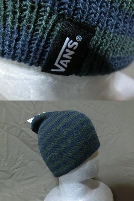 USA購入 バンズ【VANS】ボーダー柄ニットキャップ紺 x 緑 < 男性ファッション  USA購入 バンズ【VANS】ボーダー柄ニットキャップ紺 x 緑 < 男性ファッションの