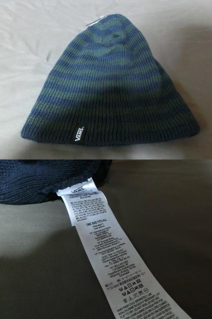 USA購入 バンズ【VANS】ボーダー柄ニットキャップ紺 x 緑 < 男性ファッション  USA購入 バンズ【VANS】ボーダー柄ニットキャップ紺 x 緑 < 男性ファッションの