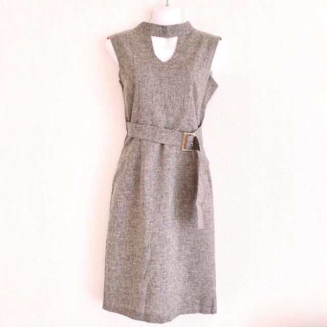 グレータイトドレスワンピーススーツモックネックVホルター < 女性ファッション グレータイトドレスワンピーススーツモックネックVホルター < 女性ファッションの