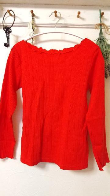 GLOBAL WORK*チューリップレッドのメローリブカットソー/M < ブランド  GLOBAL WORK*チューリップレッドのメローリブカットソー/M  < ブランドの