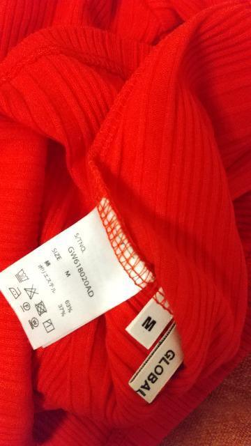 GLOBAL WORK*チューリップレッドのメローリブカットソー/M < ブランド  GLOBAL WORK*チューリップレッドのメローリブカットソー/M < ブランドの