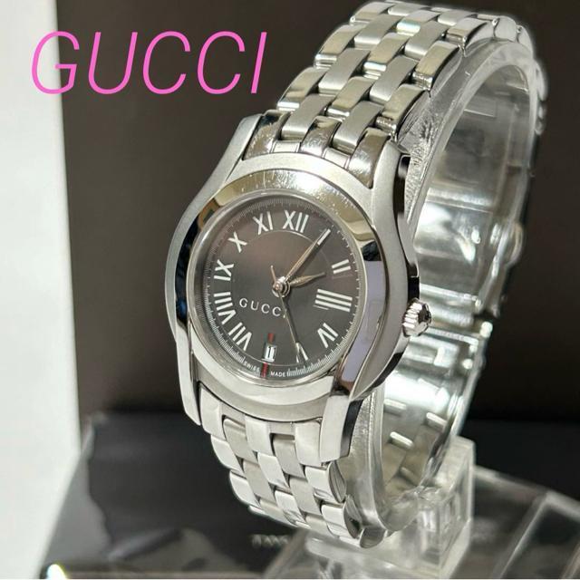 GUCCI �O�b�` G�N���X ���f�B�[�X�E�H�b�` �r���v �N�H�[�c 5500L �O���[ �V���o�[ ���[�}�� ����ǍD  �� �u�����h�� 