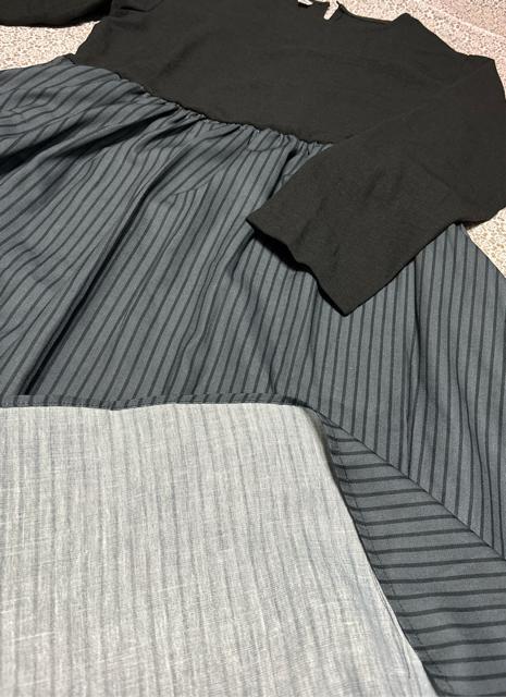 ロング丈 フレア ストライプ柄切り替え ワンピース 長袖 大きいサイズ < 女性ファッション ロング丈 フレア ストライプ柄切り替え ワンピース 長袖 大きいサイズ < 女性ファッションの