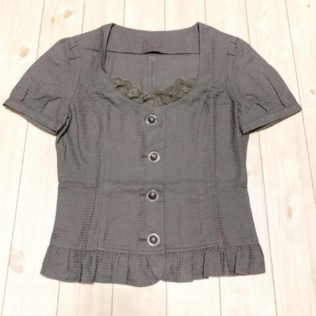 【美品】麻混ノーカラー半袖ジャケット/M/カーキ/N'atour plus < 女性ファッション  【美品】麻混ノーカラー半袖ジャケット/M/カーキ/N'atour plus  < 女性ファッションの