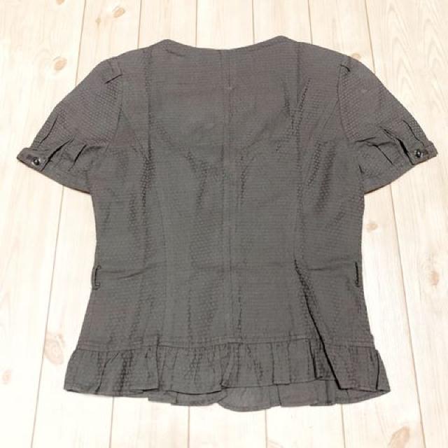 【美品】麻混ノーカラー半袖ジャケット/M/カーキ/N'atour plus < 女性ファッション  【美品】麻混ノーカラー半袖ジャケット/M/カーキ/N'atour plus < 女性ファッションの