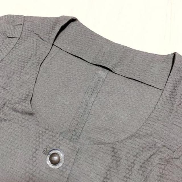 【美品】麻混ノーカラー半袖ジャケット/M/カーキ/N'atour plus < 女性ファッション  【美品】麻混ノーカラー半袖ジャケット/M/カーキ/N'atour plus < 女性ファッションの