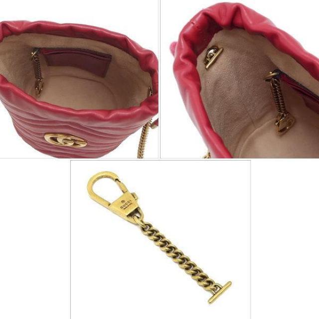 ◆ 本物 美品 ◆ GUCCI グッチ チェーンショルダーバッグ バケット型 ドローストリング レザー レッド 人気 575163 < ブランド  ◆ 本物 美品 ◆ GUCCI グッチ チェーンショルダーバッグ バケット型 ドローストリング レザー レッド 人気 575163 < ブランドの