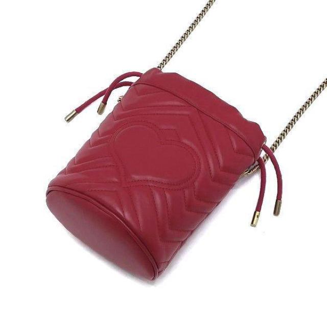 ◆ 本物 美品 ◆ GUCCI グッチ チェーンショルダーバッグ バケット型 ドローストリング レザー レッド 人気 575163 < ブランド  ◆ 本物 美品 ◆ GUCCI グッチ チェーンショルダーバッグ バケット型 ドローストリング レザー レッド 人気 575163 < ブランドの