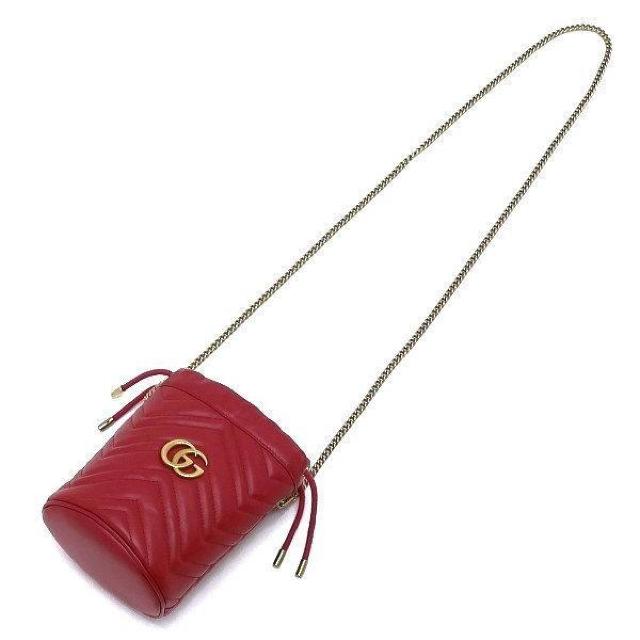 ◆ 本物 美品 ◆ GUCCI グッチ チェーンショルダーバッグ バケット型 ドローストリング レザー レッド 人気 575163 < ブランド  ◆ 本物 美品 ◆ GUCCI グッチ チェーンショルダーバッグ バケット型 ドローストリング レザー レッド 人気 575163 < ブランドの