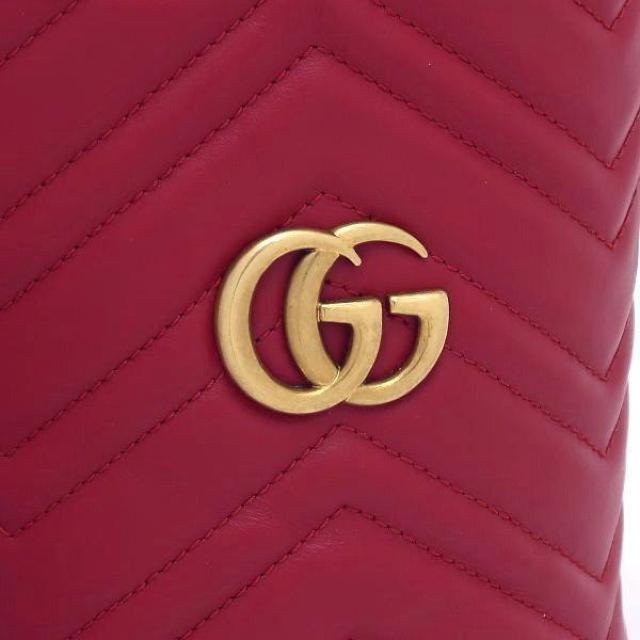 ◆ 本物 美品 ◆ GUCCI グッチ チェーンショルダーバッグ バケット型 ドローストリング レザー レッド 人気 575163 < ブランド  ◆ 本物 美品 ◆ GUCCI グッチ チェーンショルダーバッグ バケット型 ドローストリング レザー レッド 人気 575163 < ブランドの
