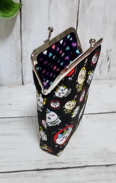 ちいかわ 阪神柄 黒 角型がま口 タバコケース 小物入れ 多目的ポーチ < 女性ファッション ちいかわ 阪神柄 黒 角型がま口 タバコケース 小物入れ 多目的ポーチ < 女性ファッションの