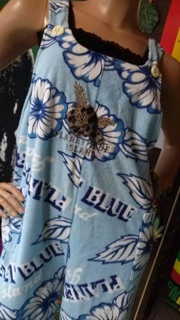 激カワッ(*^ω^)プラネ†ハイビ柄パイル地オーバーオール < 女性ファッション  激カワッ(*^ω^)プラネ†ハイビ柄パイル地オーバーオール < 女性ファッションの