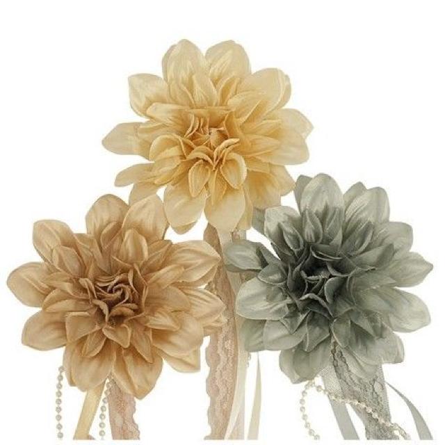 レースリボンフリンジ ダリア コサージュ ブラウン★新品 < 女性アクセサリー/時計 レースリボンフリンジ ダリア コサージュ ブラウン★新品 < 女性アクセサリー/時計の