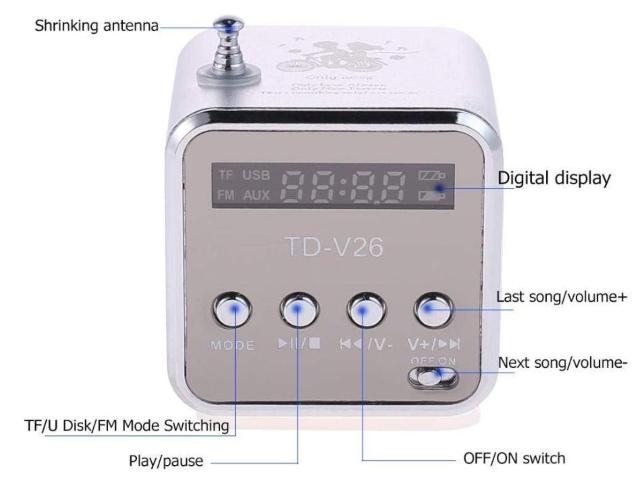 TD-V26 ポータブル FMラジオ Bluetoothスピーカー MP3 TF 音楽プレーヤー USBディスク USB充電200 < 家電/AV TD-V26 ポータブル FMラジオ Bluetoothスピーカー MP3 TF 音楽プレーヤー USBディスク USB充電200 < 家電/AVの