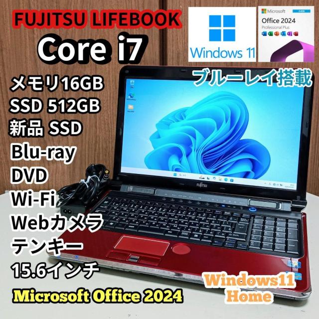 FUJITSU LIFEBOOK Corei7 ������16GB SSD512GB Web�J���� Windows11 Office  �� PC�{��/���Ӌ@��� 